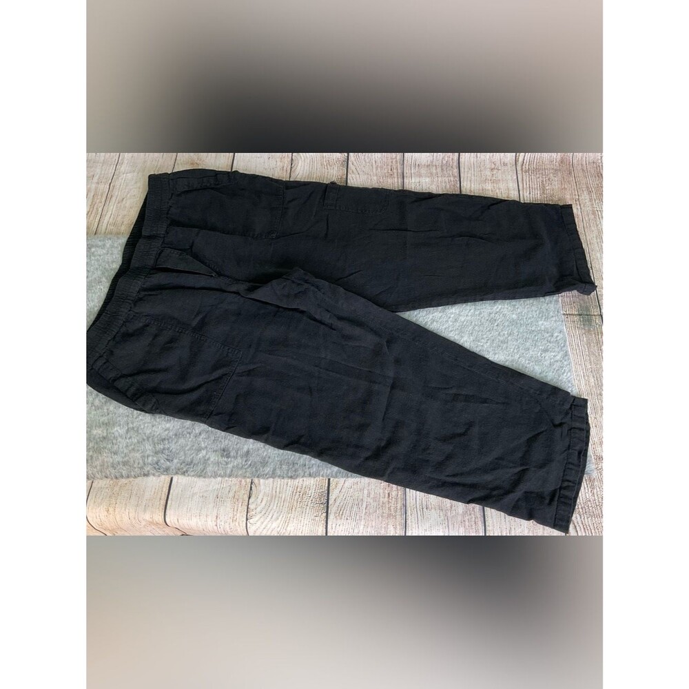 Susan Graver Black Linen Blend Women's Casual Chinos Size L